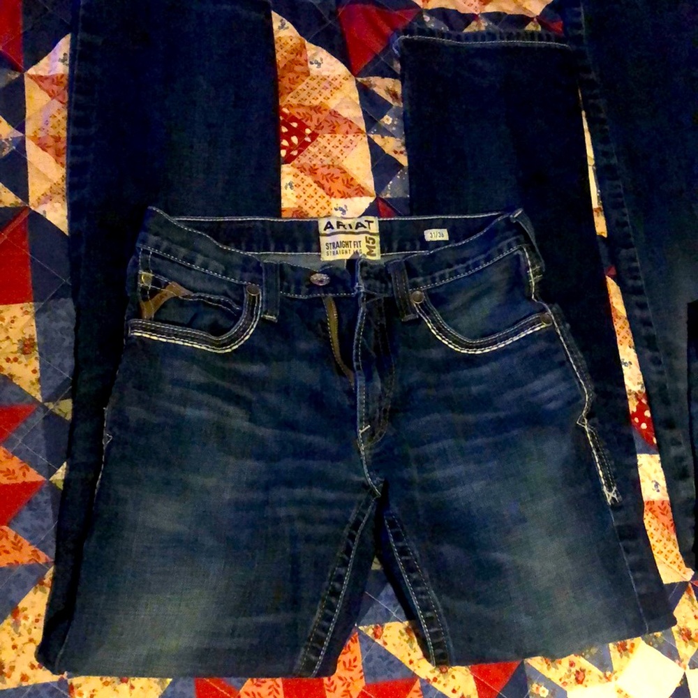 Mens Ariat M5 Slim Straight Jeans Size 31x36.